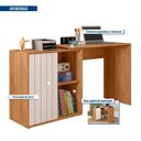 Ver imagem 6 de Escrivaninha Mesa Escritório com Start 1 Porta 140cm Freijó E Off White