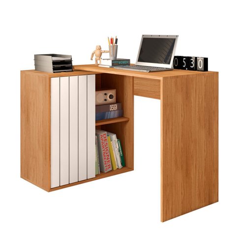 Escrivaninha Mesa Escritório com Start 1 Porta 140cm Freijó E Off White