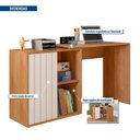 Ver imagem 6 de Escrivaninha Mesa Escritório com Start 1 Porta 140cm Freijó e Off White Bege