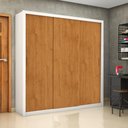 Ver imagem 1 de Guarda-Roupa Casal com 3 Portas de Correr e 4 Gavetas 186cm Multimóveis CR35573 Branco/Madeirado