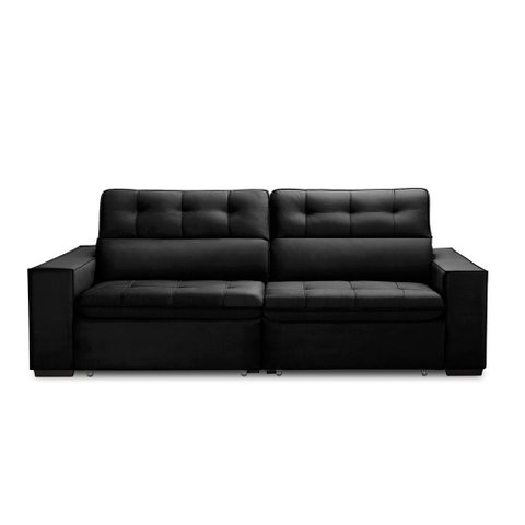 Sofa Retratil Reclinavel 2 Lugares 2,20 Vitória Veludo Preto Lansofbr