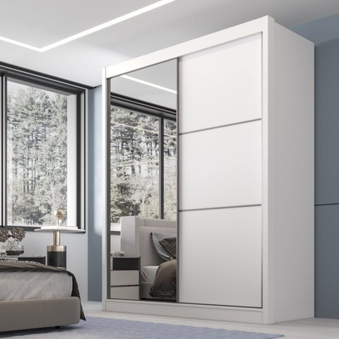 Guarda Roupa Casal 2 Portas 3 Gavetas com Espelho 100% Mdf Grécia