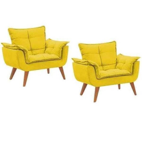 Kit 2 Poltronas Decorativas Opala Suede