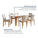 Ver imagem 5 de Conjunto Sala de Jantar 6 Lugares Retangular Tampo Vidro Base Madeira Maciça Mesa e Cadeiras Bella Marrom Cinamomo/Off White/Palha Veludo