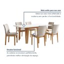 Ver imagem 5 de Conjunto Sala de Jantar 6 Lugares Retangular Tampo Vidro Base Madeira Maciça Mesa e Cadeiras Bella Marrom Cinamomo/Off White/Palha