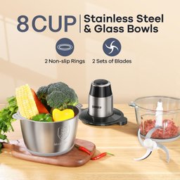 Processador de Alimentos Ganiza 450w, 2 Velocidades, Tigelas de Aço Inox e Vidro - 2