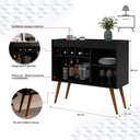 Ver imagem 2 de Aparador Adega Bar New Odin com Adega e Nicho Pés Retrô MDP Preto 84x93x35cm