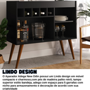 Ver imagem 4 de Aparador Adega Bar New Odin com Adega e Nicho Pés Retrô MDP Preto 84x93x35cm