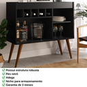 Ver imagem 3 de Aparador Adega Bar New Odin com Adega e Nicho Pés Retrô MDP Preto 84x93x35cm