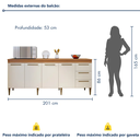 Ver imagem 3 de Balcão Atenas 4 Portas 3 Gavetas Kaiki Móveis - Nature/off