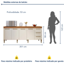 Ver imagem 3 de Balcão Atenas 4 Portas 3 Gavetas Kaiki Móveis - Nature/off