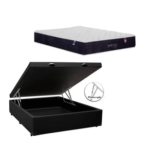 Cama Box Bau Colchão Colchobel 28cm Molas em Sacadas:preto