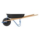 Ver imagem 6 de Carrinho de Mão Tramontina com Caçamba Rasa Plástica Preta 50 L, Braço de Madeira e Pneu com Câ