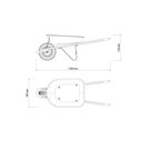 Ver imagem 4 de Carrinho de Mão Tramontina com Caçamba Rasa Plástica Preta 50 L, Braço de Madeira e Pneu com Câ
