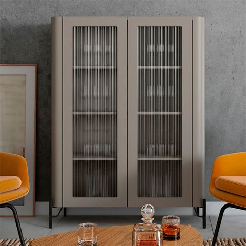 Cristaleira Mdf Vidro Canelado L98,5 X A134cm