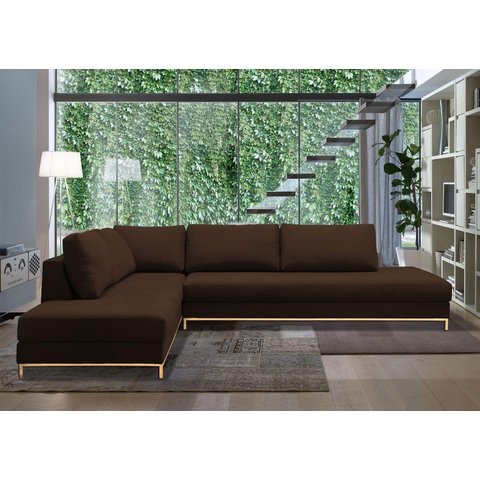 Sofá de Canto em L , Chaise Lado Esquerdo - EGO002:MARROM