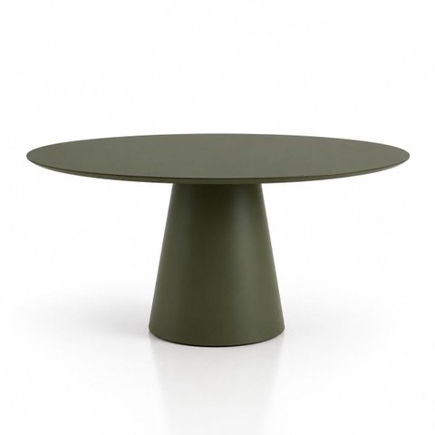 Mesa de Jantar Cone Redondo 100 cm Laca Verde Musgo
