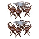 Ver imagem 1 de Kit 2 Conjuntos Mesa Dobrável Madeira 110x70 com 6 Cadeiras Personalizada Hei Imbuia - Tarimatã