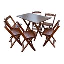Ver imagem 2 de Kit 2 Conjuntos Mesa Dobrável Madeira 110x70 com 6 Cadeiras Personalizada Hei Imbuia - Tarimatã
