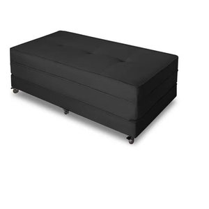 Puff Cama Multiuso Casal Com Rodízios  Preto