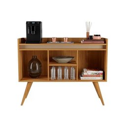 Aparador Buffet 3 Portas com Pés Bar Veneza Delux Retrô 90cm Nature/off White – Jlar Móveis - 3