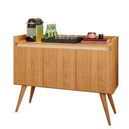 Aparador Buffet 3 Portas com Pés Bar Veneza Delux Retrô 90cm Nature/off White – Jlar Móveis - 2