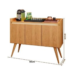 Aparador Buffet 3 Portas com Pés Bar Veneza Delux Retrô 90cm Nature/off White – Jlar Móveis - 4