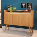 Ver imagem 1 de Aparador Buffet 3 Portas com Pés Bar Veneza Delux Retrô 90cm Nature/off White – Jlar Móveis