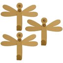 Ver imagem 1 de Kit 3 Ganchos Penduradores 8cm Libélula Dourada Carbono Luft Masutti Decorativo de Parede Enfeite