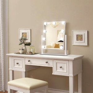 Espelho Camarim Grande 12 Lampadas Led Brilho Ajustavel 3 Tons Rotaçao 360 Graus Iluminaçao Maquiage