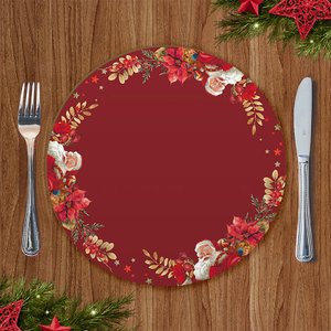Mesa Posta Sousplat Natal Vermelho Papai Noel