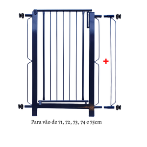 Grade e portão para cachorro bebê pet, vãos de 71cm a 75cm