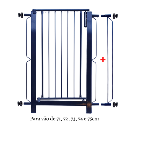 Grade e portão para cachorro bebê pet, vãos de 71cm a 75cm