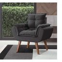 Ver imagem 1 de Kit 2 Poltronas Opalas com Puff Redondo Linho Grafite