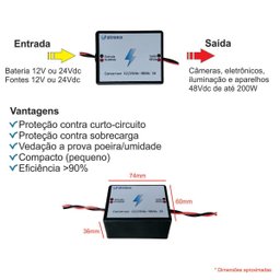 Conversor de Tensão 12v e 24v para 48v 5a Universal - 3