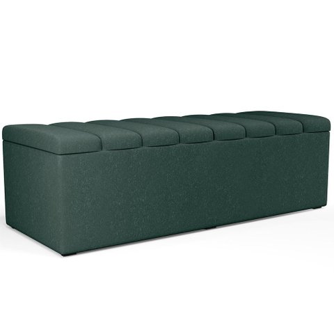 Calçadeira Recamier Baú para Cama de Casal King Dália 195x50 Cm W01 Linho Verde Musgo - Lyam Lyam de