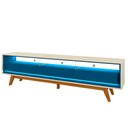 Ver imagem 1 de Rack para Tv até 85 Polegadas Requinte 3 Gavetas 100% Mdf com Pés e Led Off White/azul Royal - Geliu