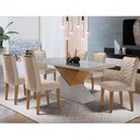 Ver imagem 1 de Mesa Aster 180 Tampo em MDF e Vidro com 6 Cadeiras Liz Moderna
