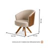 Poltrona Julia Giratoria com Couro Pes Madeira - Luxo Decor Bege/couro - 2
