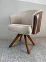 Ver imagem 4 de Poltrona Julia Giratoria com Couro Pes Madeira - Luxo Decor Bege/couro