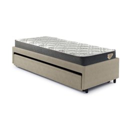 Bicama Box Solteiro 88x188 com Dois Colchões Adapto Molas Ensacadas Ecoflex Courino Linho Bege - 10
