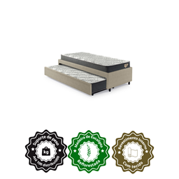 Bicama Box Solteiro 88x188 com Dois Colchões Adapto Molas Ensacadas Ecoflex Courino Linho Bege - 5