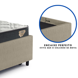 Bicama Box Solteiro 88x188 com Dois Colchões Adapto Molas Ensacadas Ecoflex Courino Linho Bege - 8