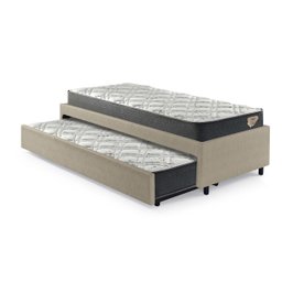 Bicama Box Solteiro 88x188 com Dois Colchões Adapto Molas Ensacadas Ecoflex Courino Linho Bege - 9