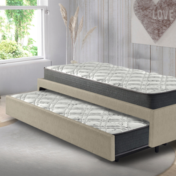 Bicama Box Solteiro 88x188 com Dois Colchões Adapto Molas Ensacadas Ecoflex Courino Linho Bege - 3