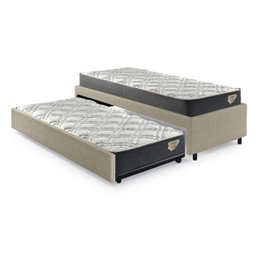 Bicama Box Solteiro 88x188 com Dois Colchões Adapto Molas Ensacadas Ecoflex Courino Linho Bege - 1