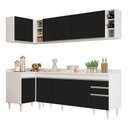 Ver imagem 1 de Armário de Cozinha Modulado de Canto Direito 5 Peças Cp44 Balcão com Tampo Branco/preto - Lumil Lumi