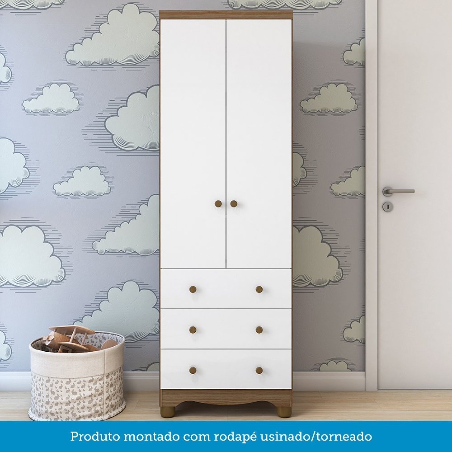 Guarda Roupa Infantil 2 Portas e 3 Gavetas 100% Mdf Mimo - 9