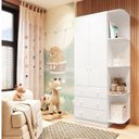 Ver imagem 1 de Guarda Roupa Infantil 2 Portas 3 Gavetas e Prateleira Externa 100% MDF Smim Branco/Brilho