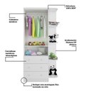 Ver imagem 5 de Guarda Roupa Infantil 2 Portas 3 Gavetas e Prateleira Externa 100% Mdf Smim